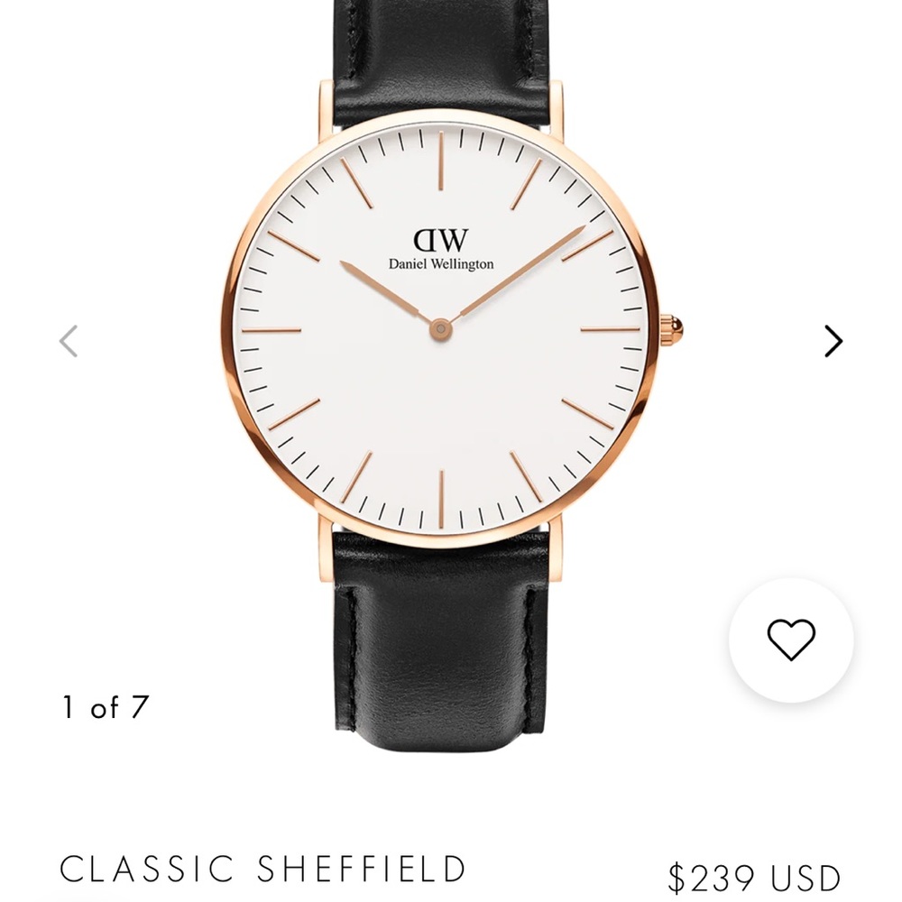 Daniel Welling Black Leather Rose Gold Watch